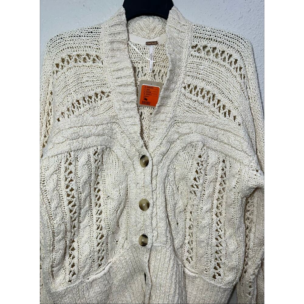 Free People Chunky Knit Cardigan Cream